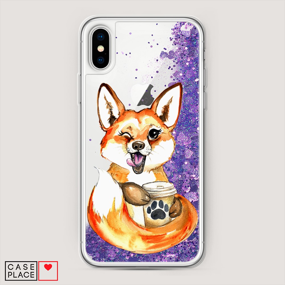 

Чехол Awog на Apple iPhone XS Max (10S Max) Подмигивающая лиса с кофе", Разноцветный, 11992-1