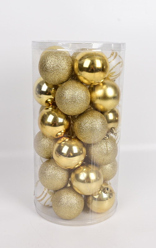Из Китая: Шар на ель Maxprime набор, 6 см, золотой, белый, 30 шт.