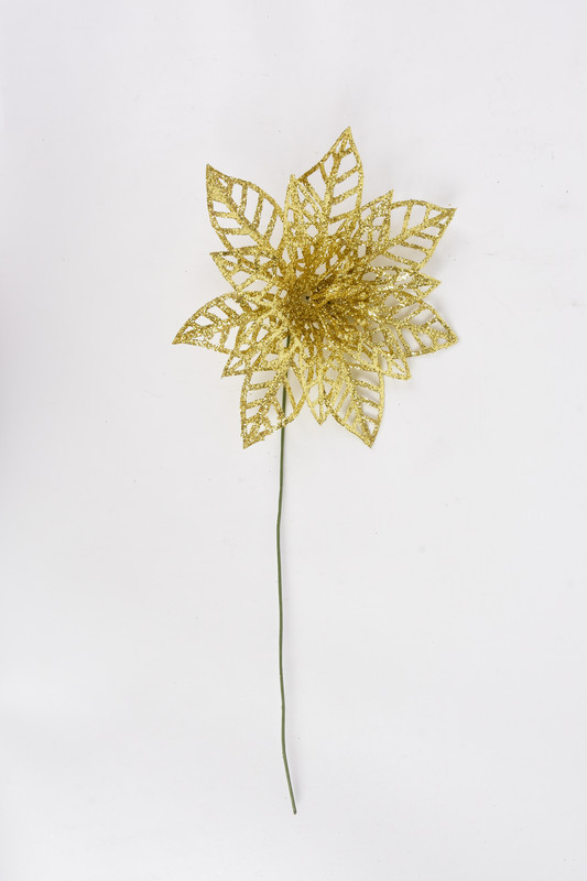 Из Китая: Цветок новогодний Maxprime декор, 35 см, золотой
