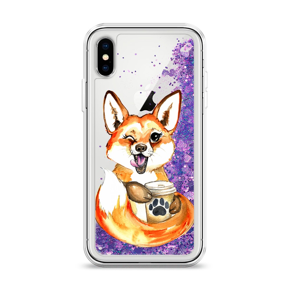 

Чехол Awog на Apple iPhone XS (10S) / Айфон XS (10S) "Подмигивающая лиса с кофе", Разноцветный, 11892-1