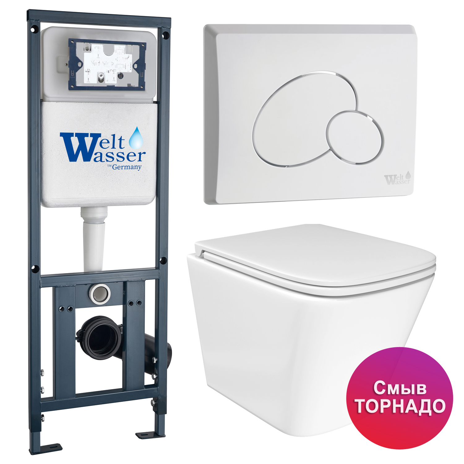 

Инсталляция Weltwasser Mar 410 + кнопка Mar 410 RD GL-WT белая + Verna T JK3031025 унитаз, Marberg JKS303410RGW