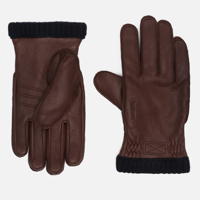 фото Перчатки мужские hestra deerskin primaloft ribbed коричневые, р. 8