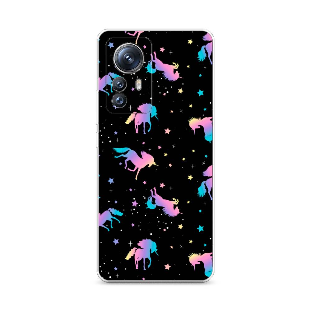 

Чехол на Xiaomi 12S Pro "Единороги градиент", Черный;розовый;голубой, 316150-1