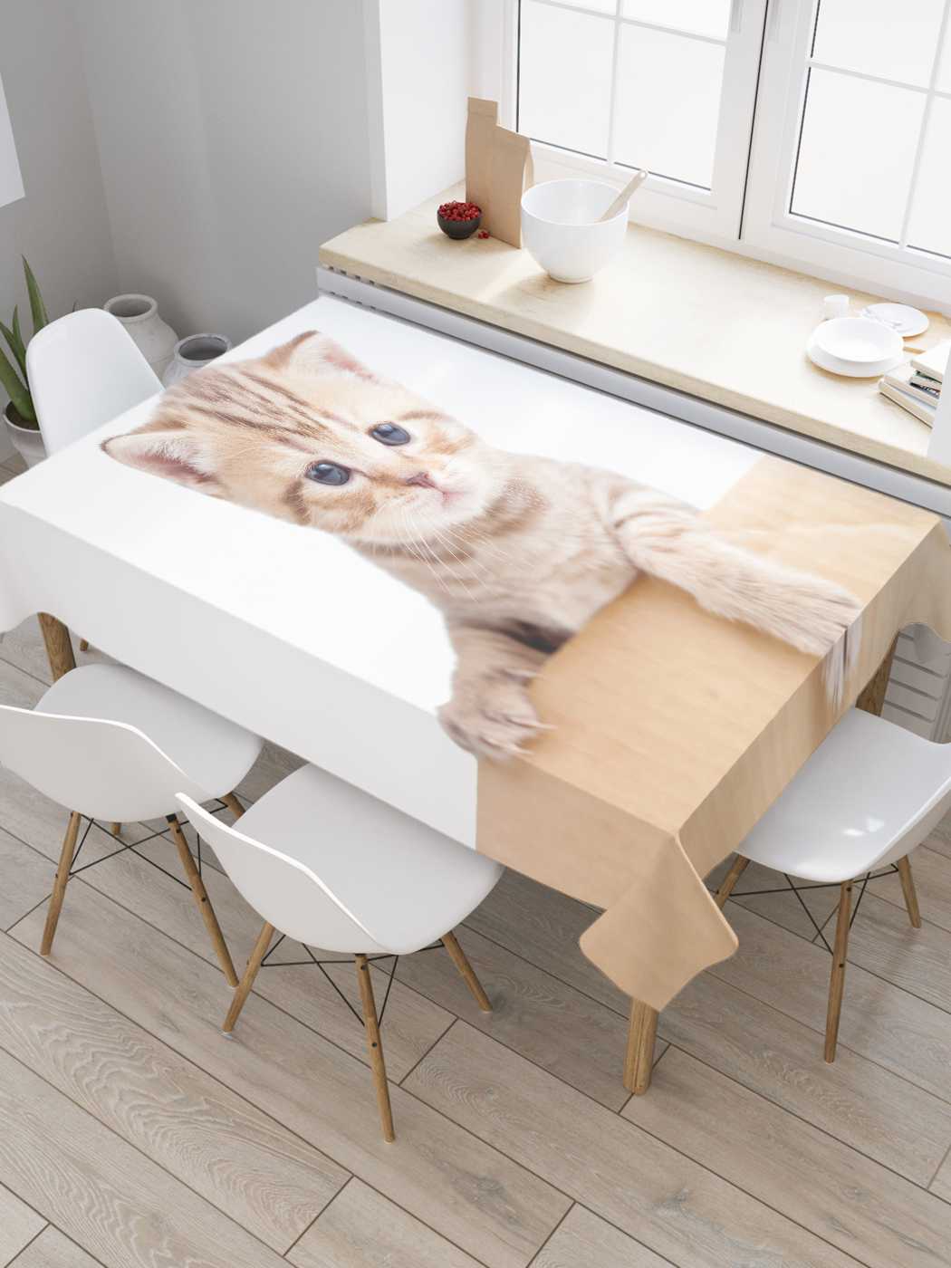 

Скатерть прямоугольная JoyArty "Маленький котенок" из оксфорда, 180x145 см, Бежевый, Маленький котенок