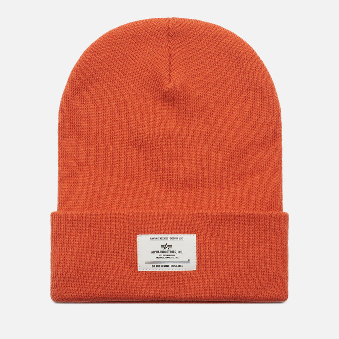 фото Шапка мужская alpha industries essential beanie оранжевая, one size