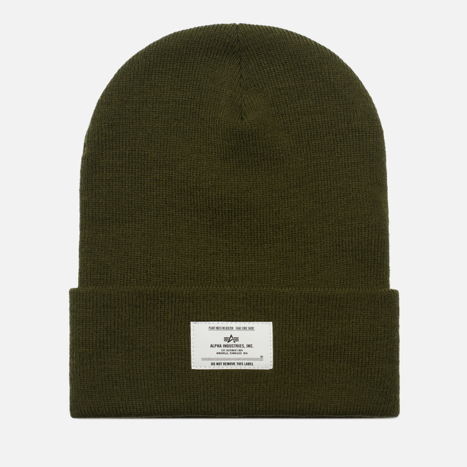 фото Шапка мужская alpha industries essential beanie оливковая, one size