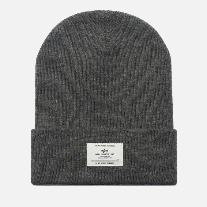 фото Шапка мужская alpha industries essential beanie серая, one size