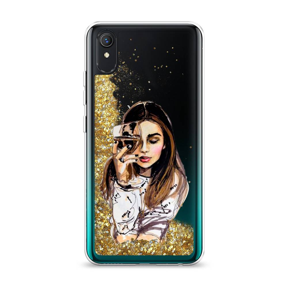 

Жидкий чехол с блестками "Девушка с бокалом" на Vivo Y1s, 263290-1
