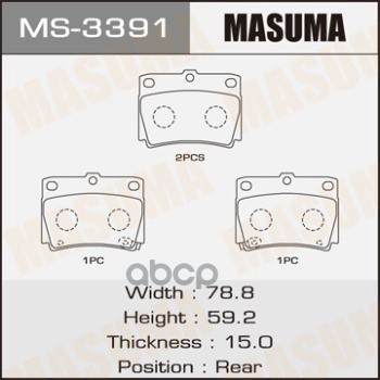

Колодки Зад. Mitsubishi Pajero Sport 98-> Masuma арт. MS3391