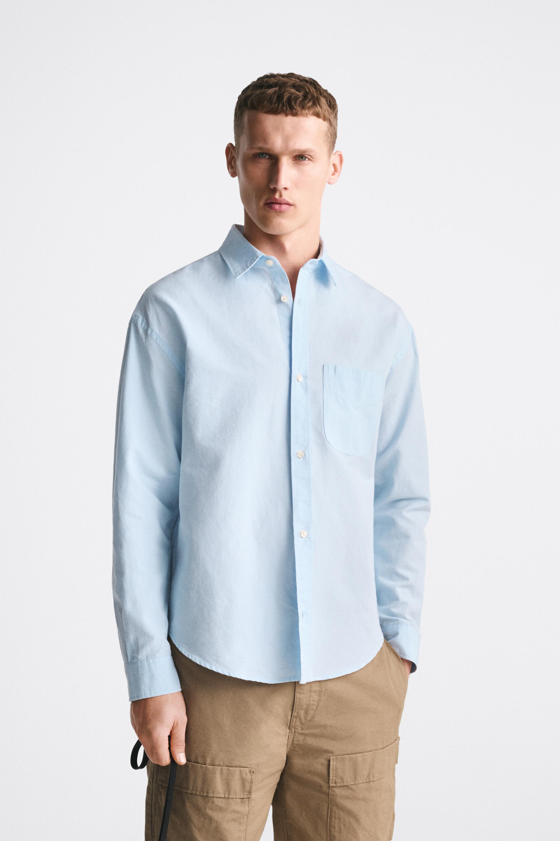 

Рубашка мужская ZARA 04249029 голубая L (доставка из-за рубежа), Голубой, 04249029