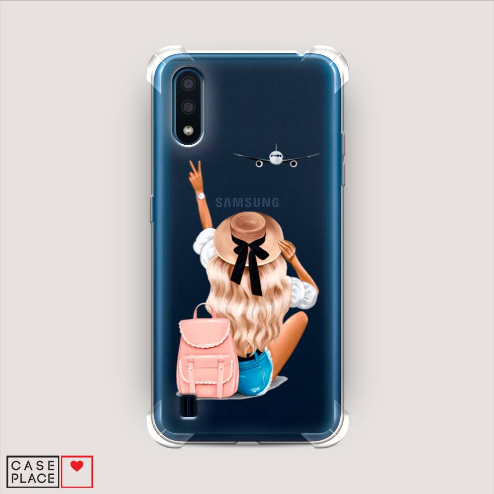 

Чехол Awog на Samsung Galaxy M01 / Самсунг M01 "Автостопом самолетом", Бежевый;розовый;голубой, 2101151-1