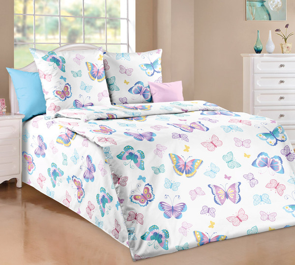 фото Постельное белье мила с бабочками 1,5-спальное из перкали перкаль текс-дизайн