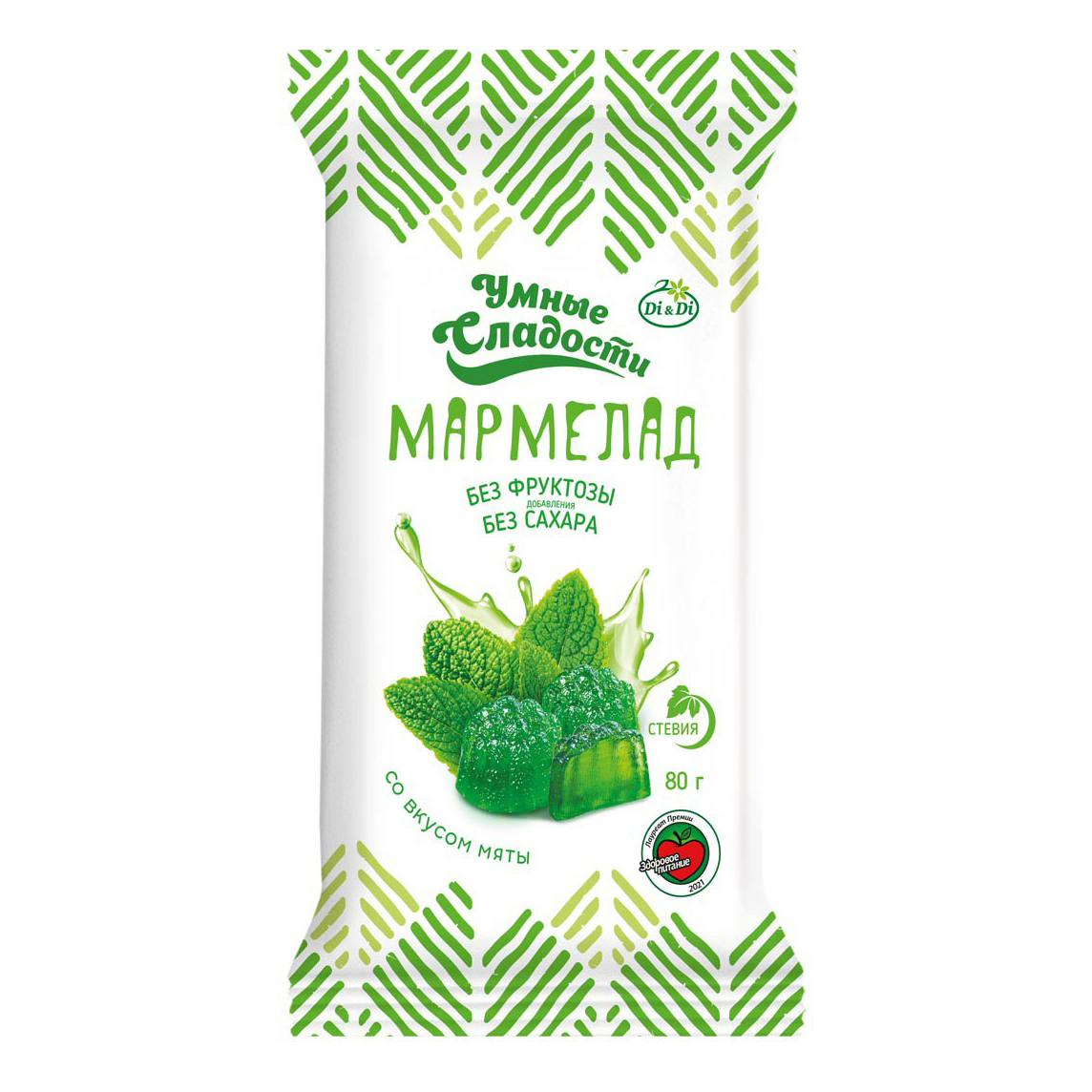 

Мармелад Умные Сладости желейно-формовой со стевией со вкусом мяты 80 г