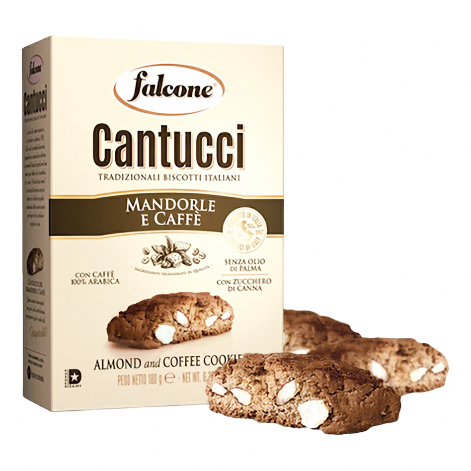 Печенье Falcone Кантуччи сахарное с миндалем-кофе 180 г