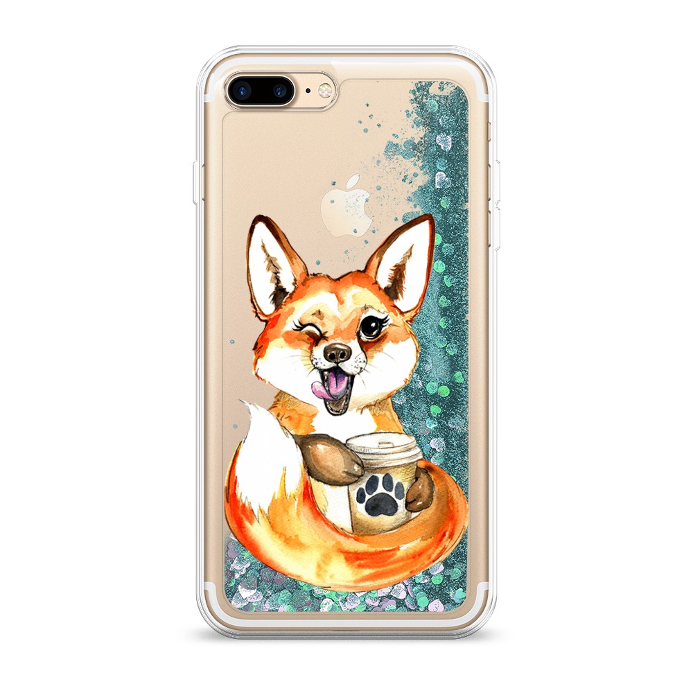

Чехол Awog на Apple iPhone 8 Plus / Айфон 8 Plus "Подмигивающая лиса с кофе", 10995-1