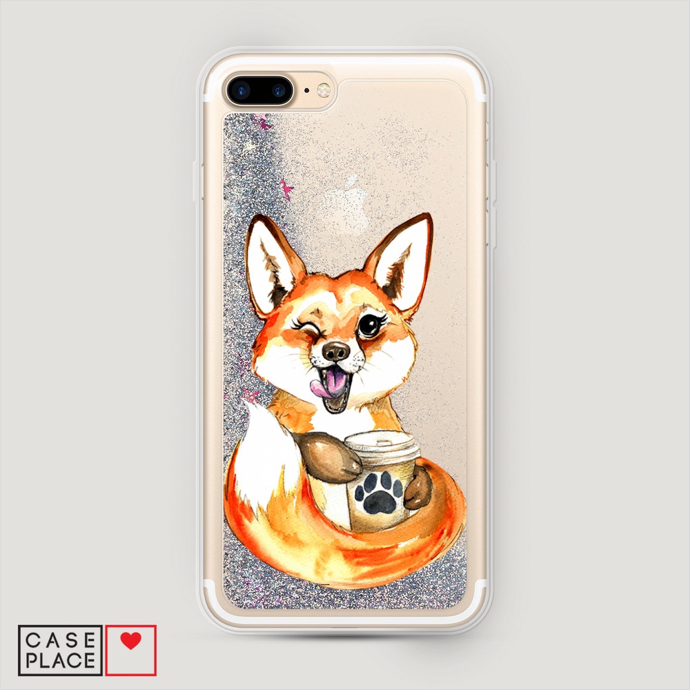 

Чехол Awog на Apple iPhone 8 Plus / Айфон 8 Plus "Подмигивающая лиса с кофе", Разноцветный, 10991-1
