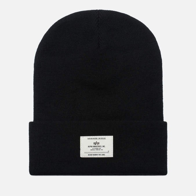 фото Шапка мужская alpha industries essential beanie чёрная, one size