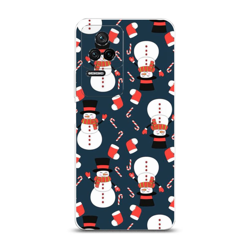 

Чехол на Xiaomi Poco F4/Redmi K40S "Синие снеговики", Синий;белый;красный, 314650-5