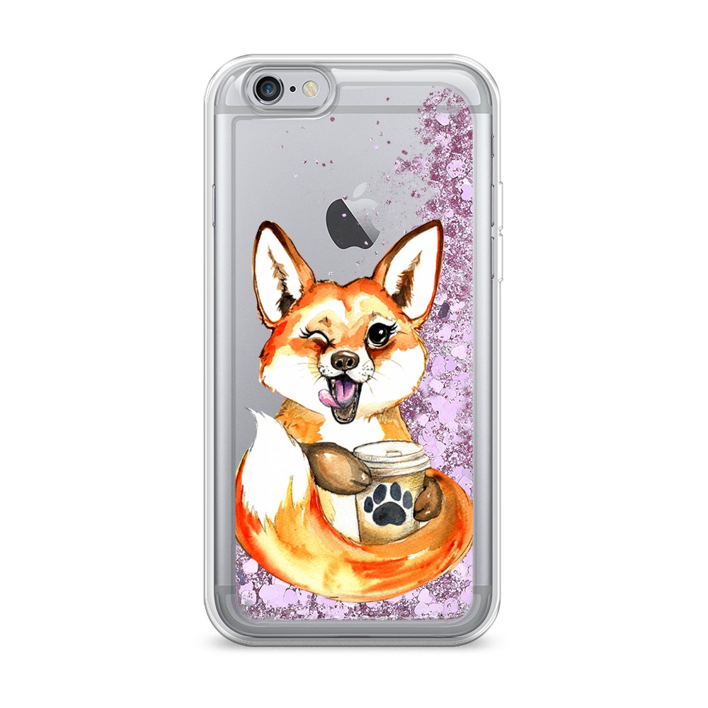 

Жидкий чехол с блестками "Подмигивающая лиса с кофе" на Apple iPhone 6S, 0104S94-1