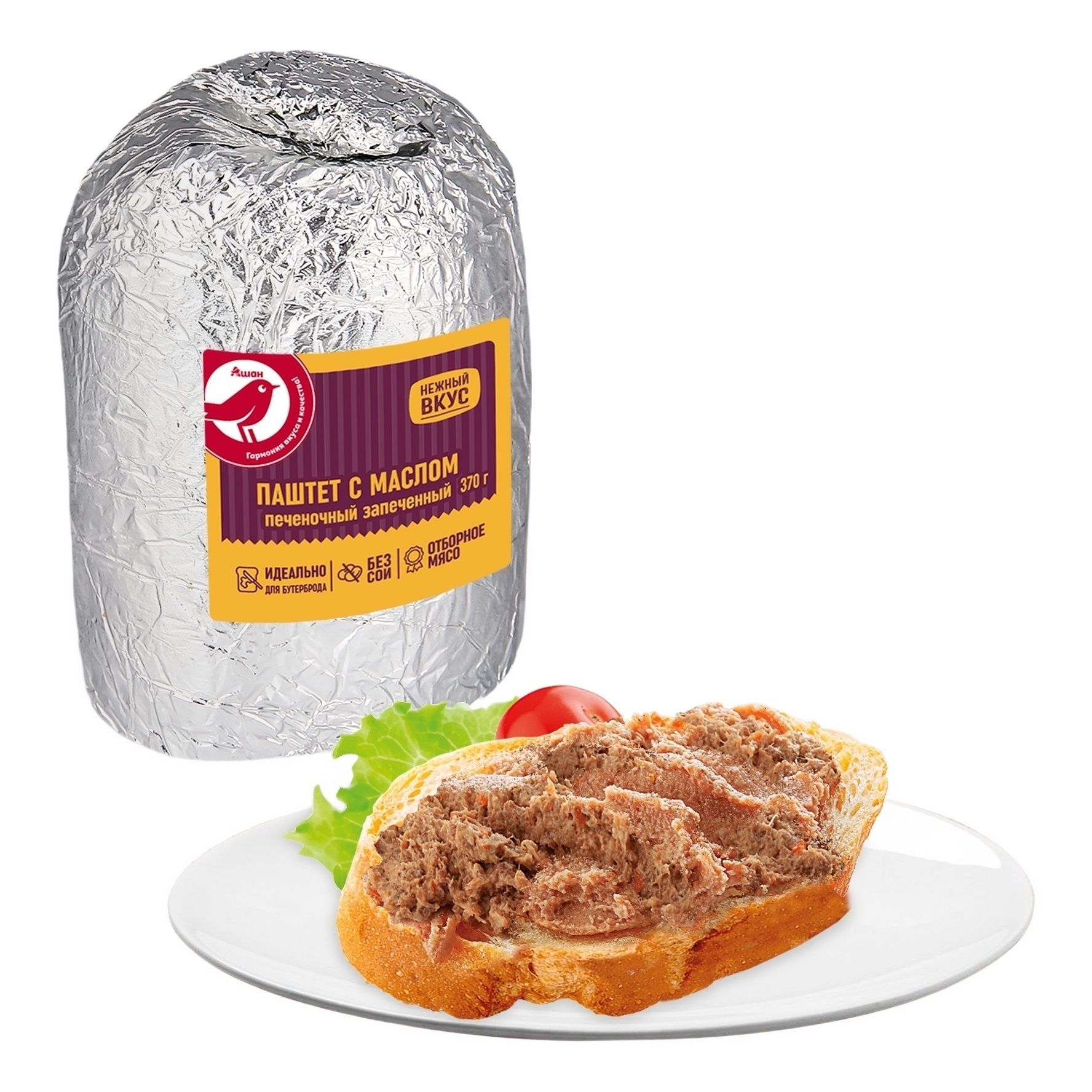

Паштет печеночный АШАН Красная птица с маслом, 370 г