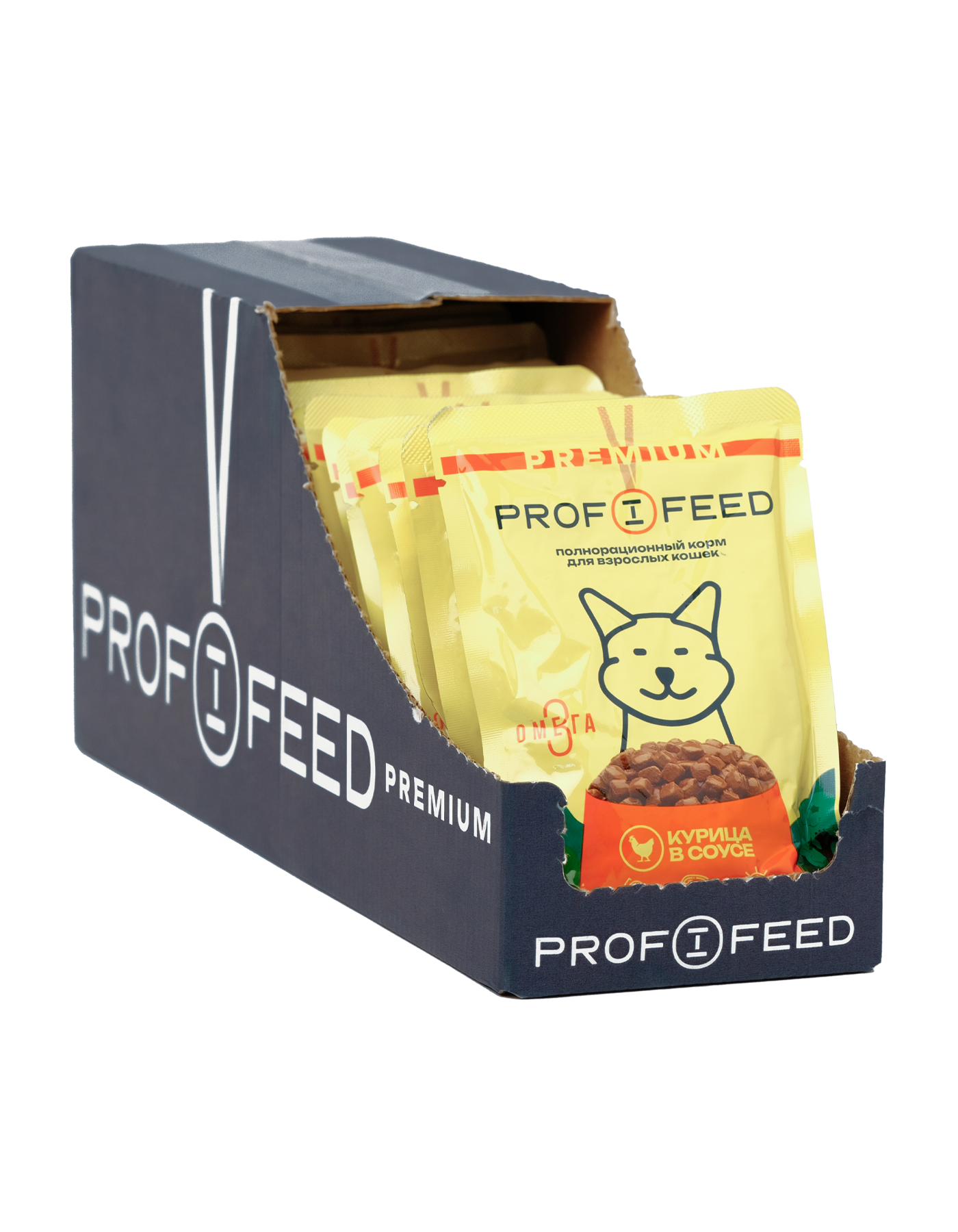 Влажный корм для кошек Profifeed, полнорационный, с курицей в соусе, 28 шт по 75 г