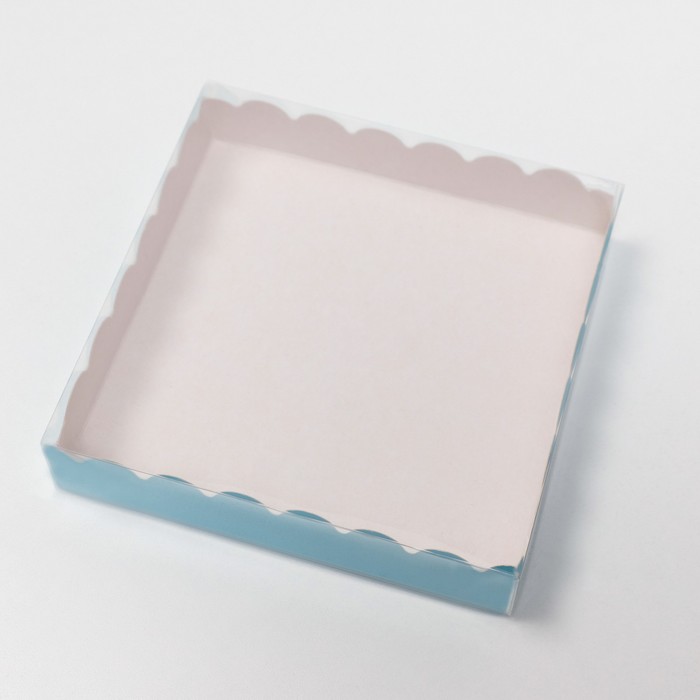 

Коробочка для печенья с PVC крышкой, голубая, 15 х 15 х 3 см