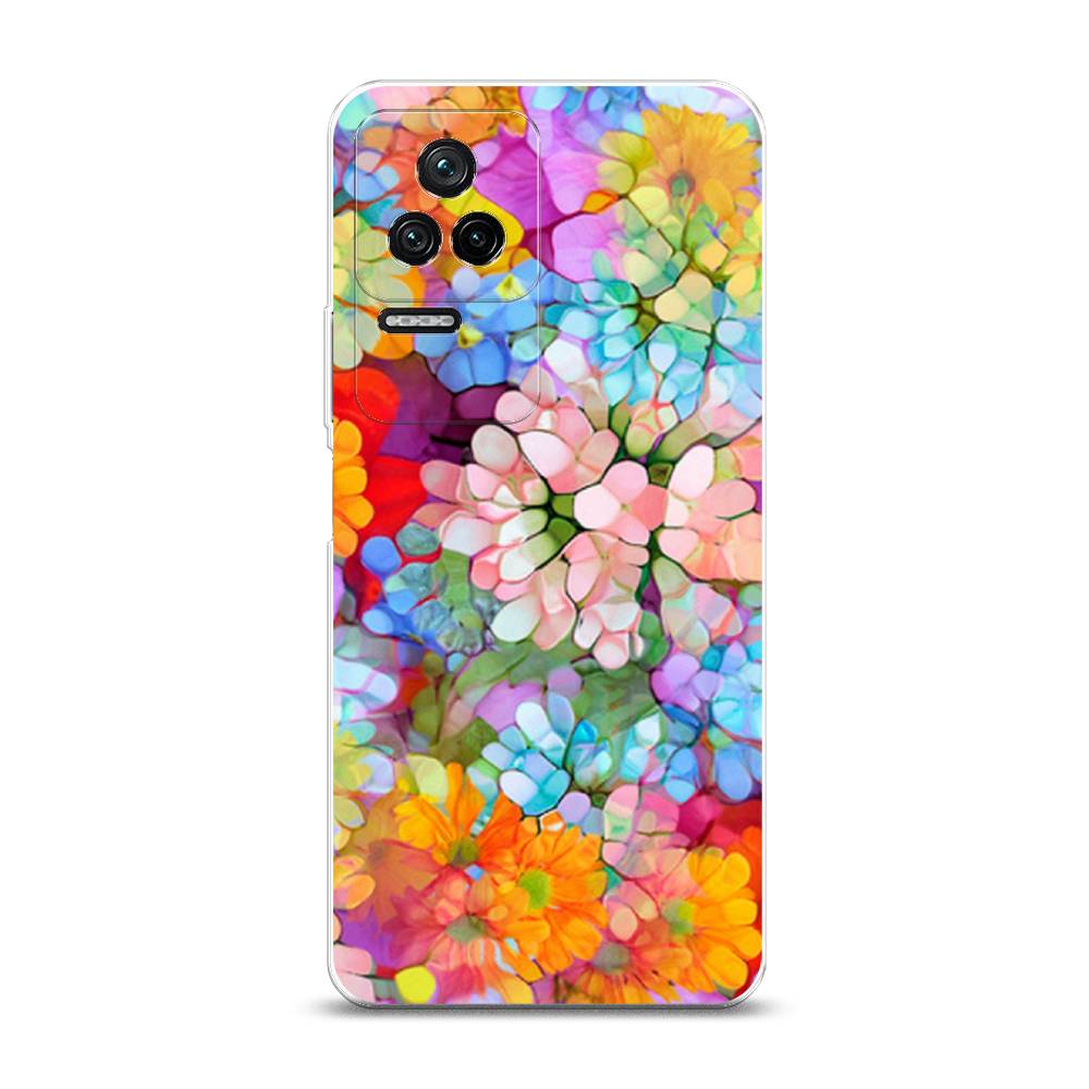 

Чехол на Xiaomi Poco F4/Redmi K40S "Цветы витраж", Оранжевый;розовый;голубой, 314650-3
