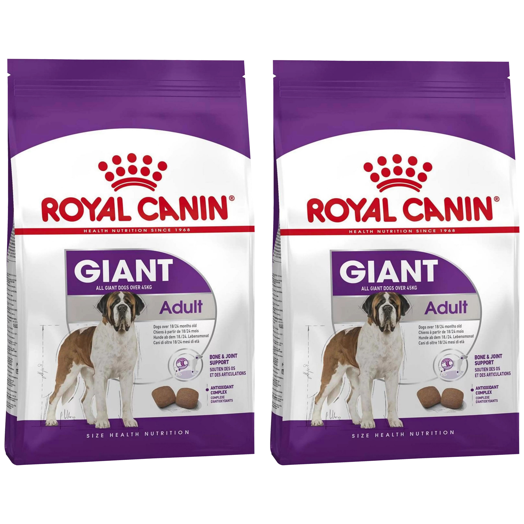 

Сухой корм для собак ROYAL CANIN GIANT ADULT для крупных пород, 2шт по 4кг