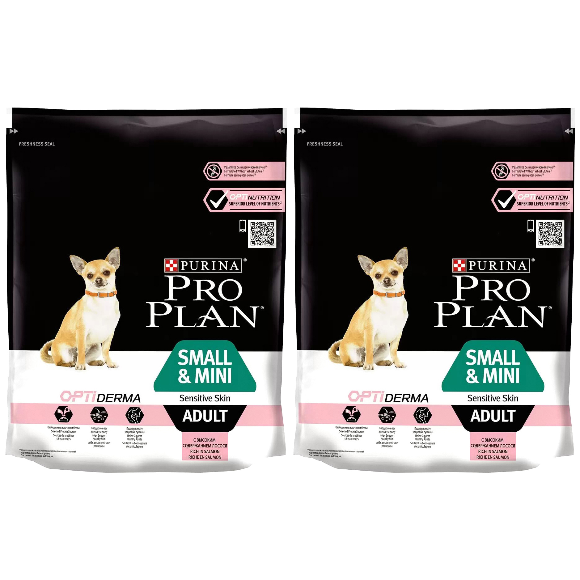 Сухой корм для собак Pro Plan Adult Dog Optiderma Small&Mini, лосось, рис 2 шт по 0,7 кг