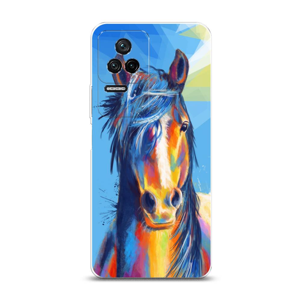 

Чехол на Xiaomi Poco F4/Redmi K40S "Лошадь арт 3", Голубой;желтый;синий, 314650-1