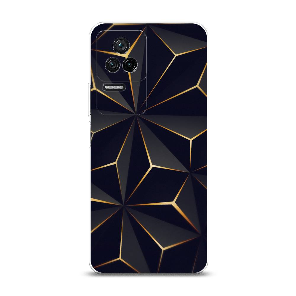

Чехол на Xiaomi Poco F4/Redmi K40S "Черные полигоны", Золотистый;черный, 314650-3