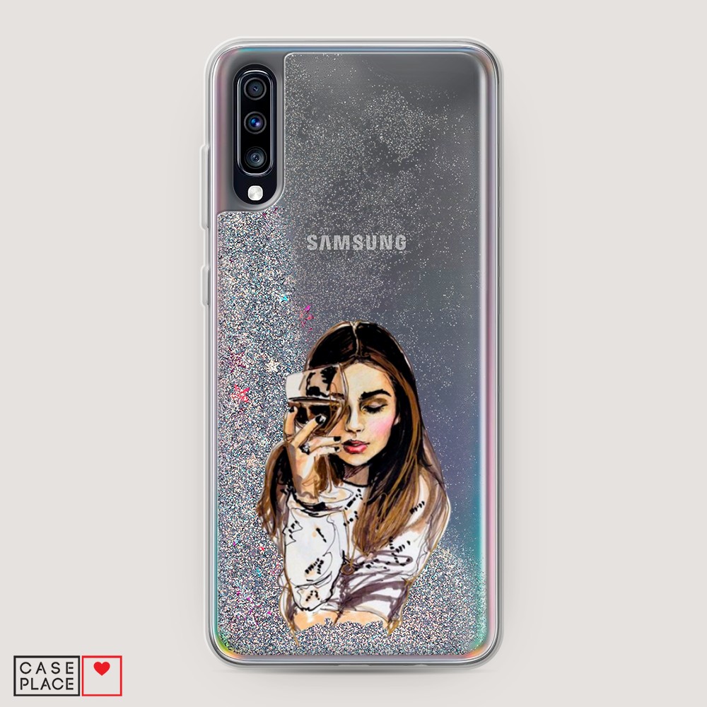 

Чехол Awog на Samsung Galaxy A70 "Девушка с бокалом", Разноцветный, 28191-1