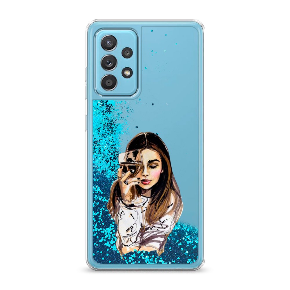 

Жидкий чехол с блестками "Девушка с бокалом" на Samsung Galaxy A52, 2102493-1