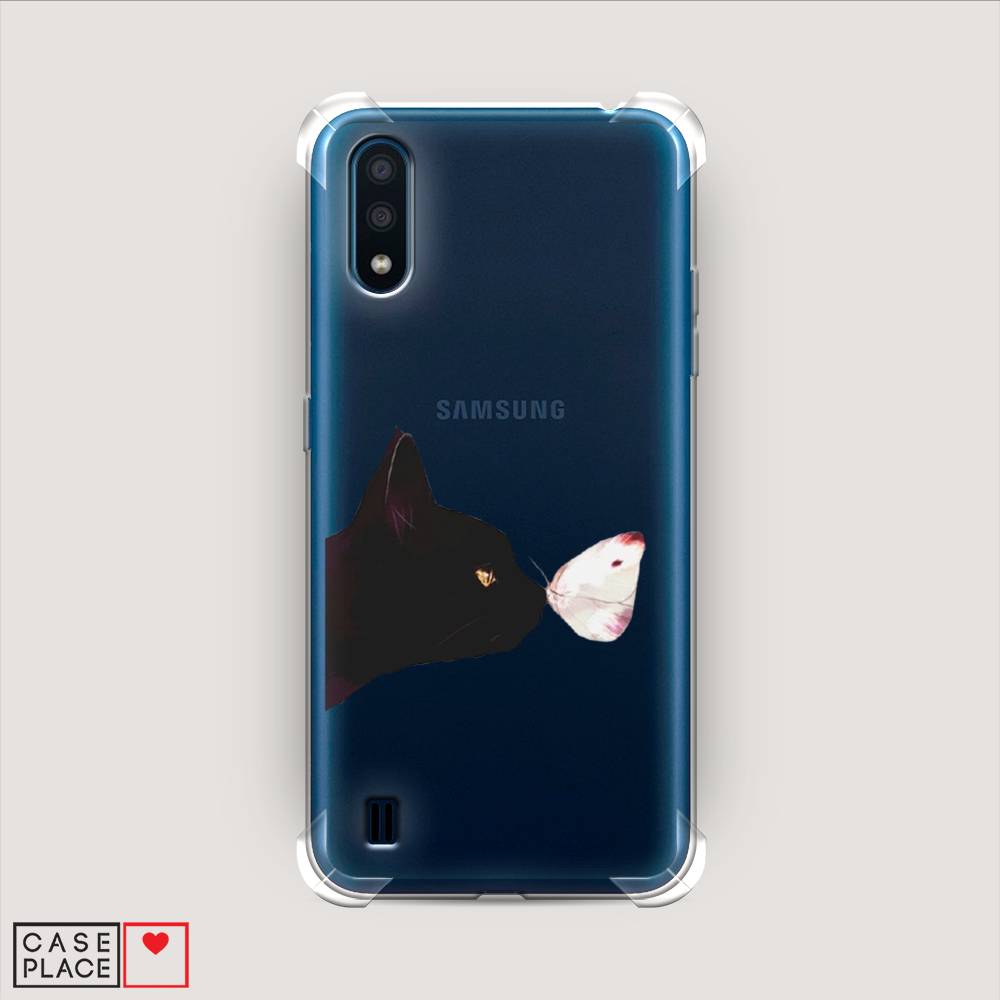 фото Чехол awog "черный кот и бабочка" для samsung galaxy m01