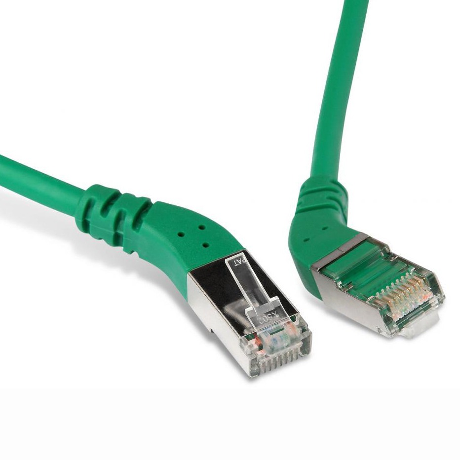 фото Кабель витая пара патч-корд hyperline pc-apm-stp-rj45/r45-rj45/r45-c6-1m-lszh-gn 1.0m