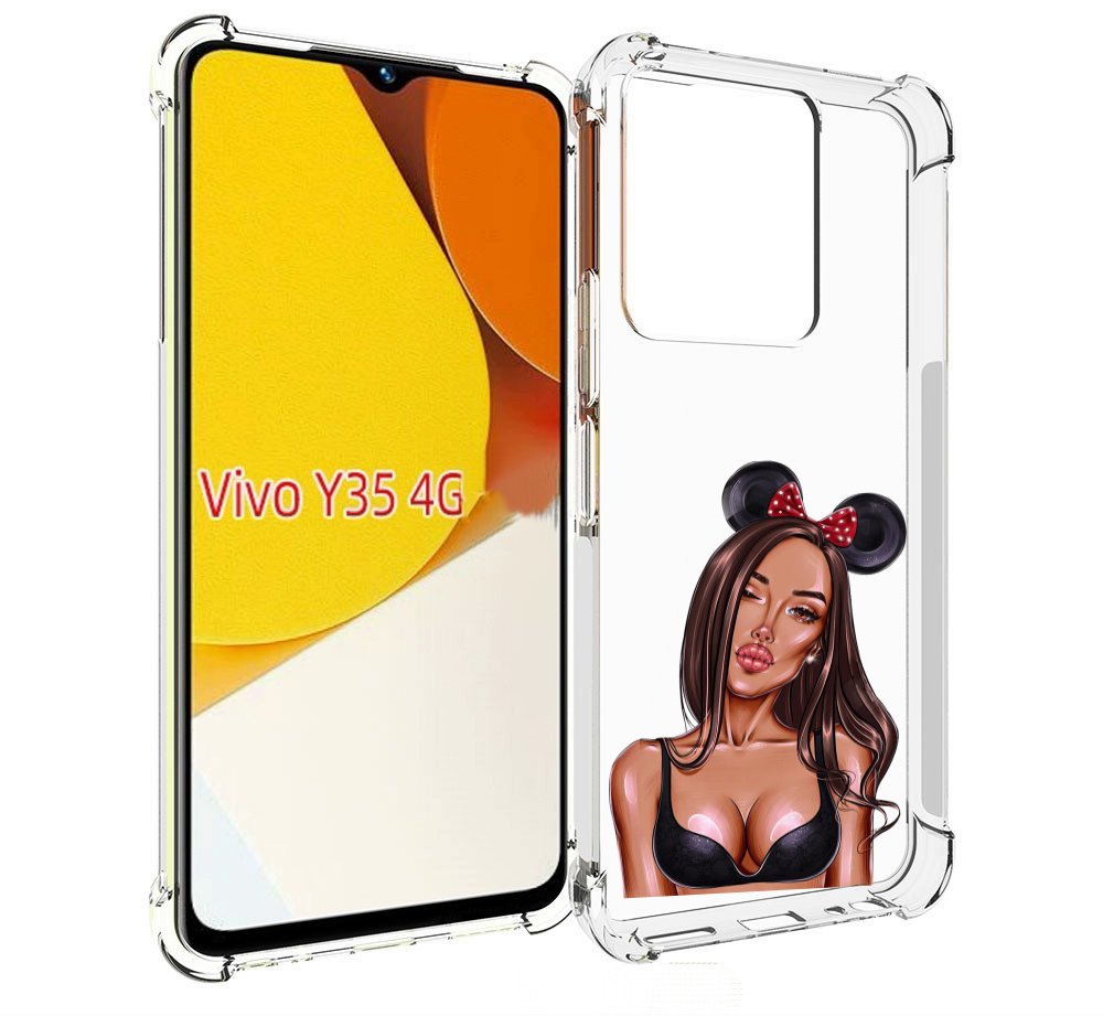 Чехол MyPads девушка-в-купальнике-с-ушками женский для Vivo Y35 4G 2022 / Vivo Y22