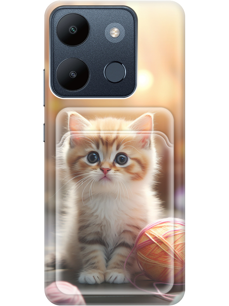 

Чехол на Infinix Smart 7 / Tecno Spark Go 2023 / Pop 7 / Pop 7 Pro "Котик и нитки", Белый;желтый;розовый, 20011991