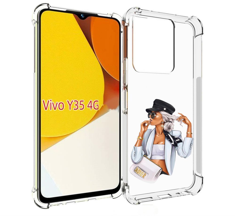 

Чехол MyPads девушка-в-белом-с-модной-сумочкой женский для Vivo Y35 4G 2022 / Vivo Y22, Прозрачный, Tocco