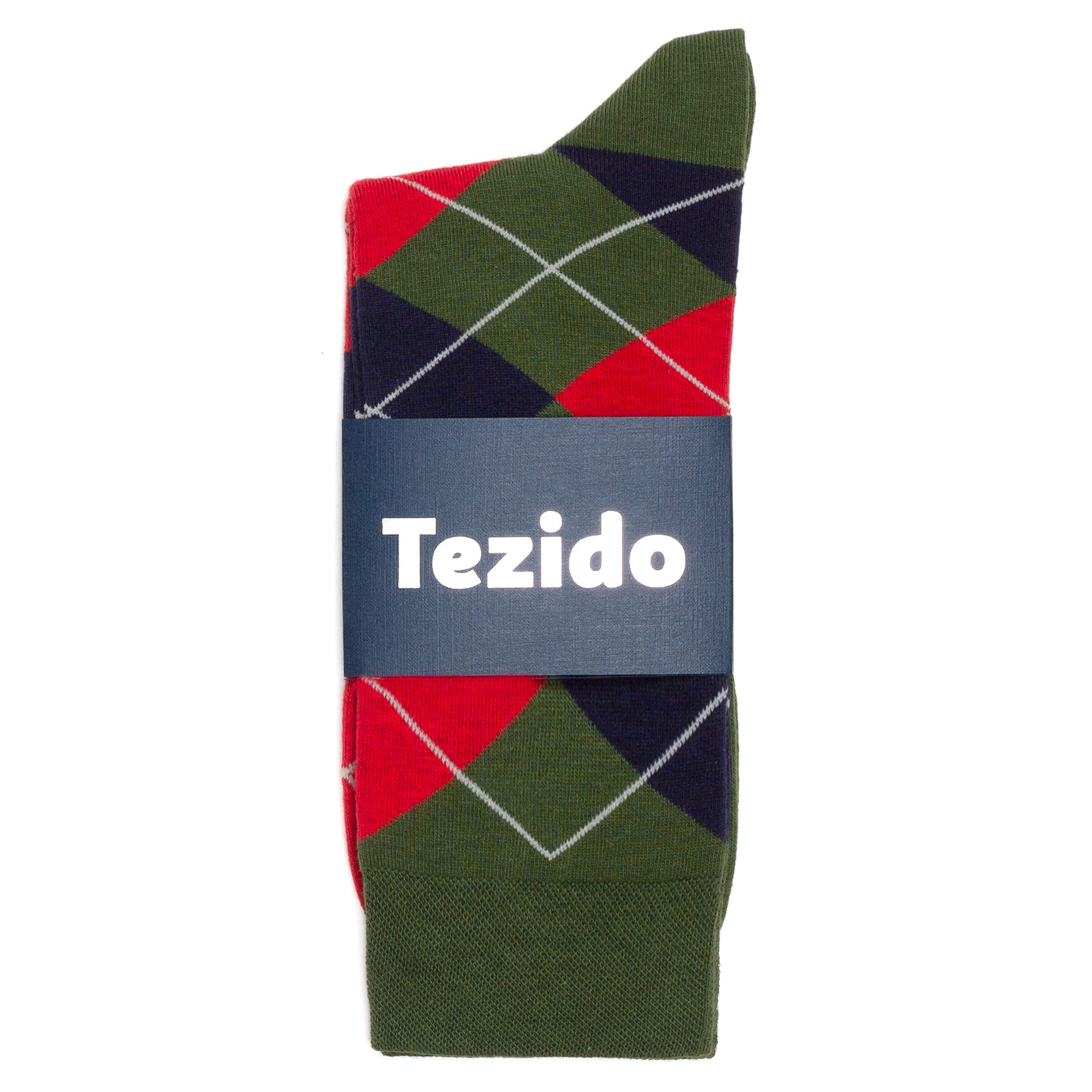 Носки унисекс Tezido Argyle зеленые 41-46