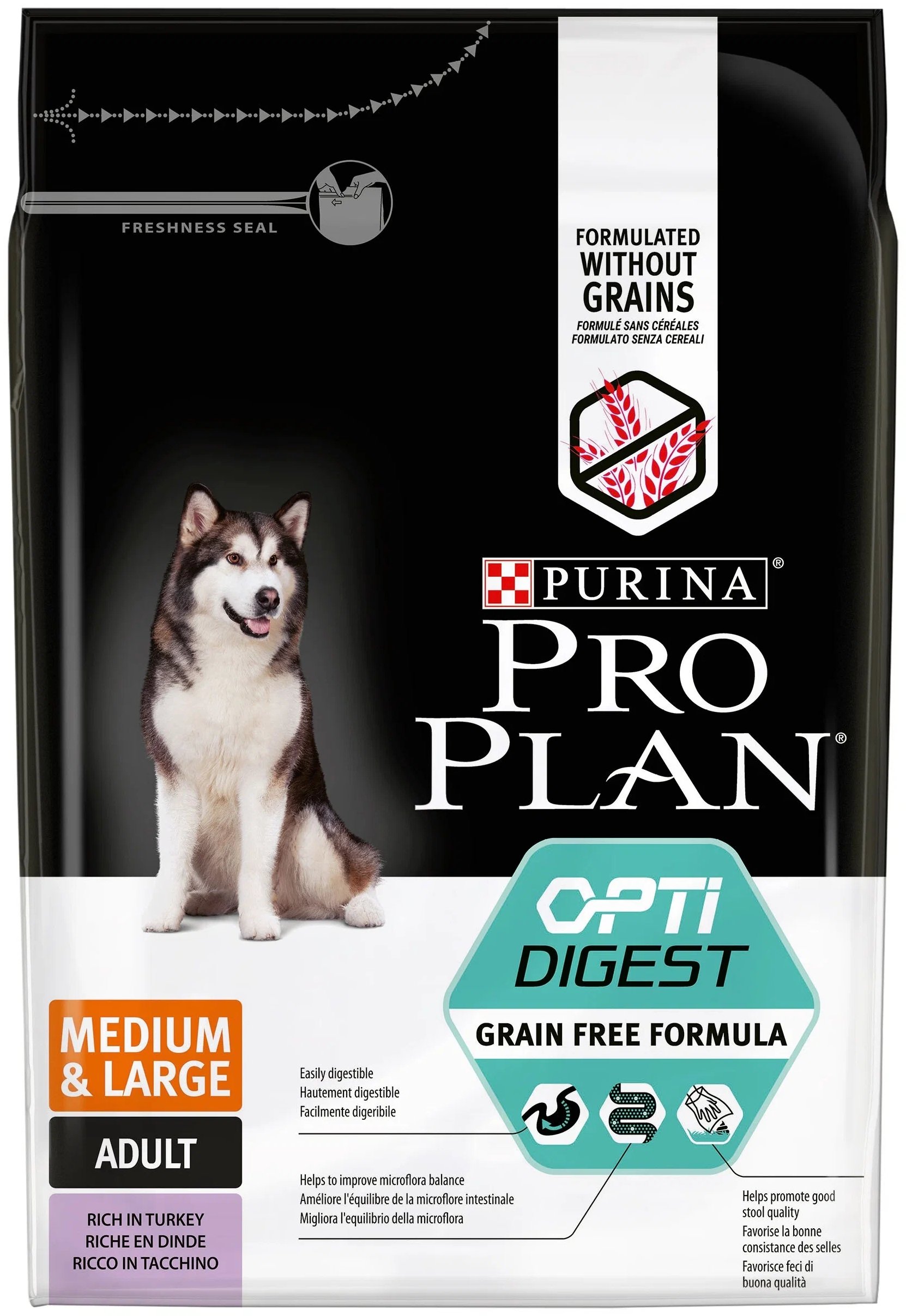 

Сухой корм для собак Pro Plan Optidigest Grain Free Medium&Large индейка 2шт по 2,5кг