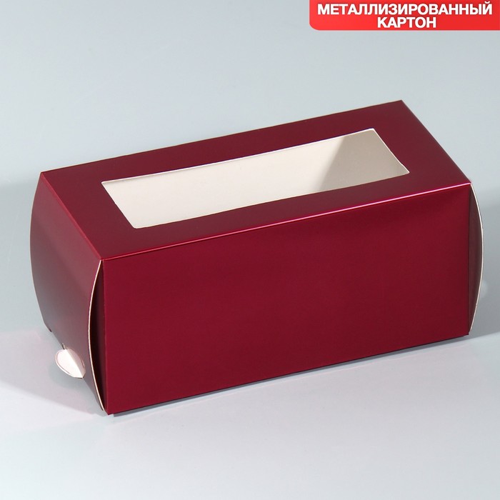 

Коробочка для макарун Бордовая, 12 х 5.5 х 5.5 см 5 шт., Красный
