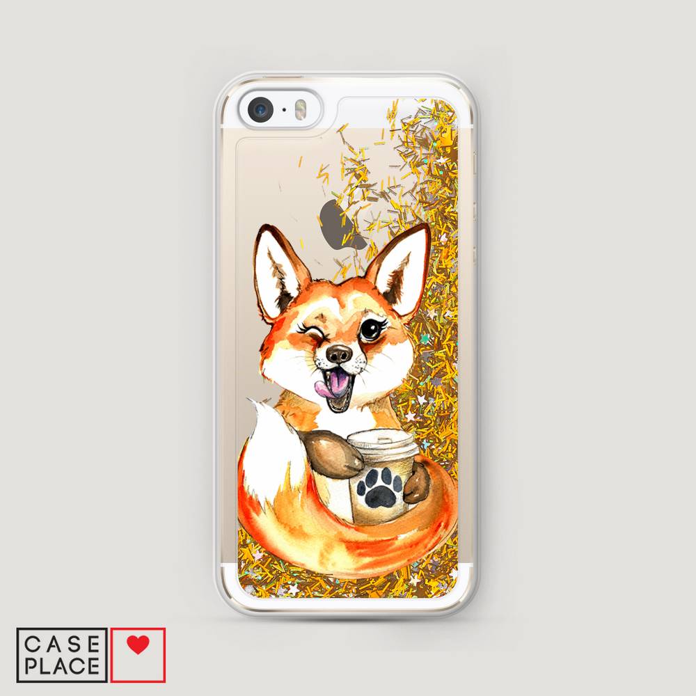 

Чехол Awog на Apple iPhone 5 / Айфон 5 "Подмигивающая лиса с кофе", 10390-1