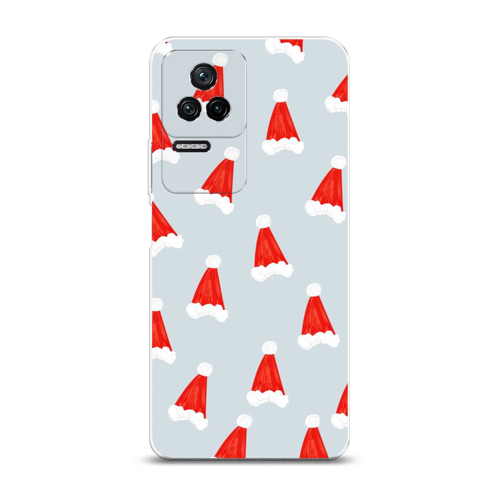 

Чехол на Xiaomi Poco F4/Redmi K40S "Новогодние шапочки", Белый;красный;серый, 314650-5