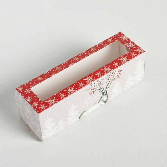 

Коробочка для макарун Уютные мгновения, 18 x 5.5 x 5.5 см, Белый;красный