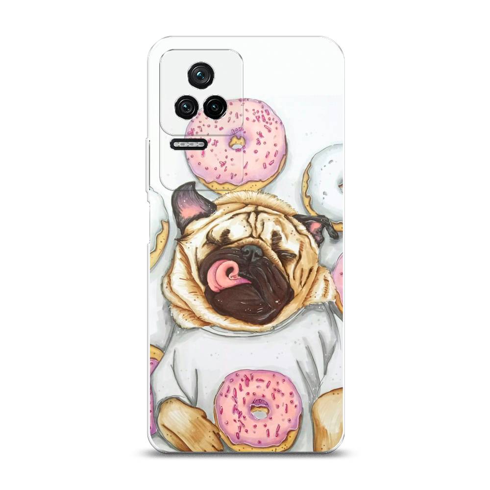 

Чехол на Xiaomi Poco F4/Redmi K40S "Счастливый мопс", Розовый;бежевый;коричневый, 314650-1