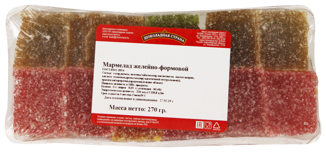 

Мармелад Шоколадная страна Желейно-формовой 270 г