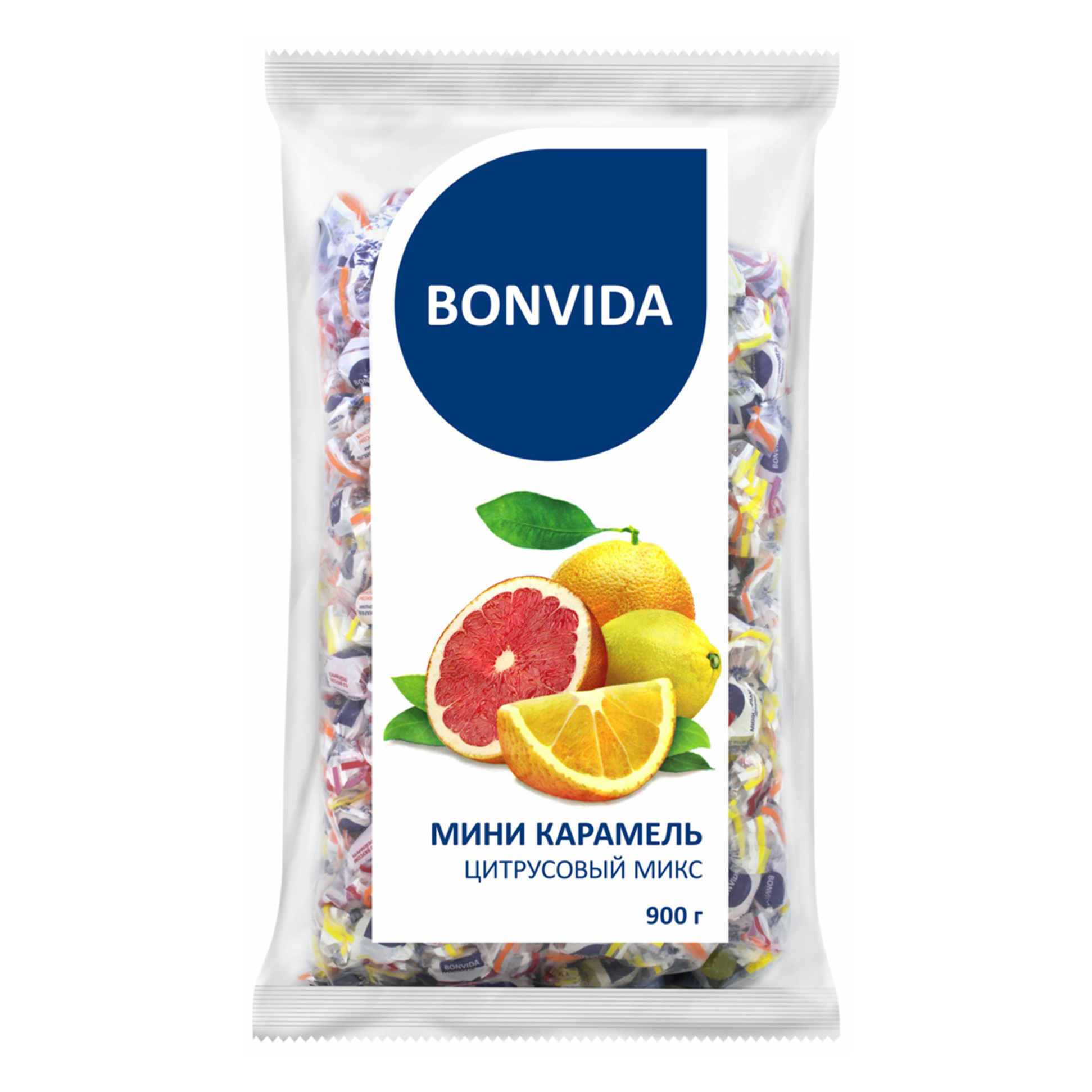 Мини карамель Bondiva леденцовая цитрусовый микс 900 г