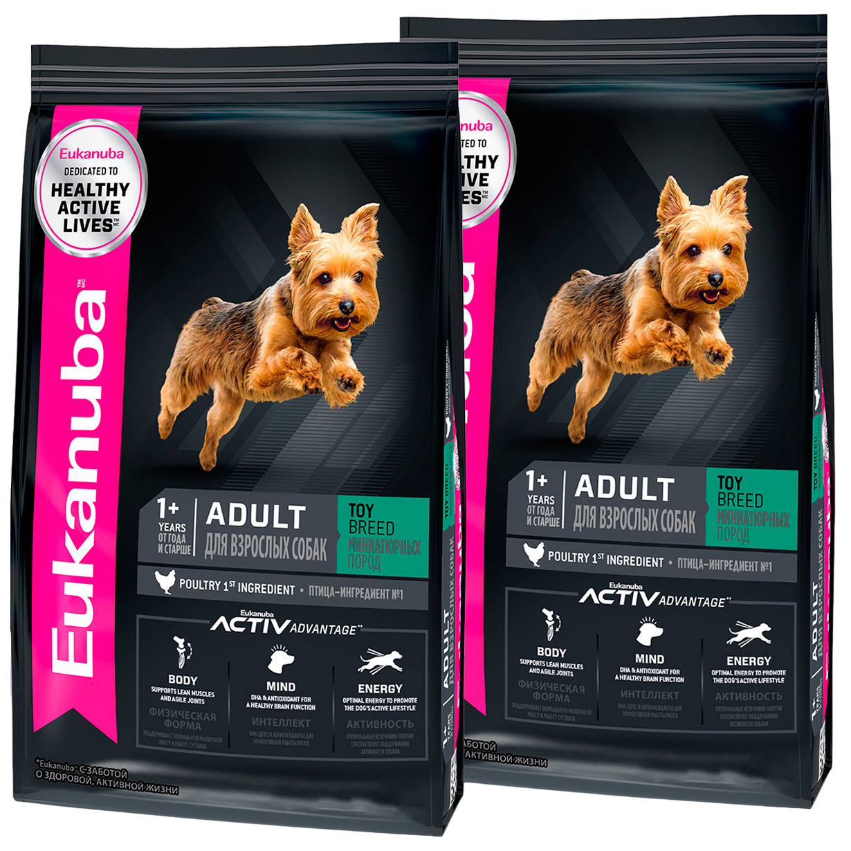 

EUKANUBA EUKANUBA ADULT TOY BREED для взрослых собак маленьких пород с птицей (1,5 + 1,5 к