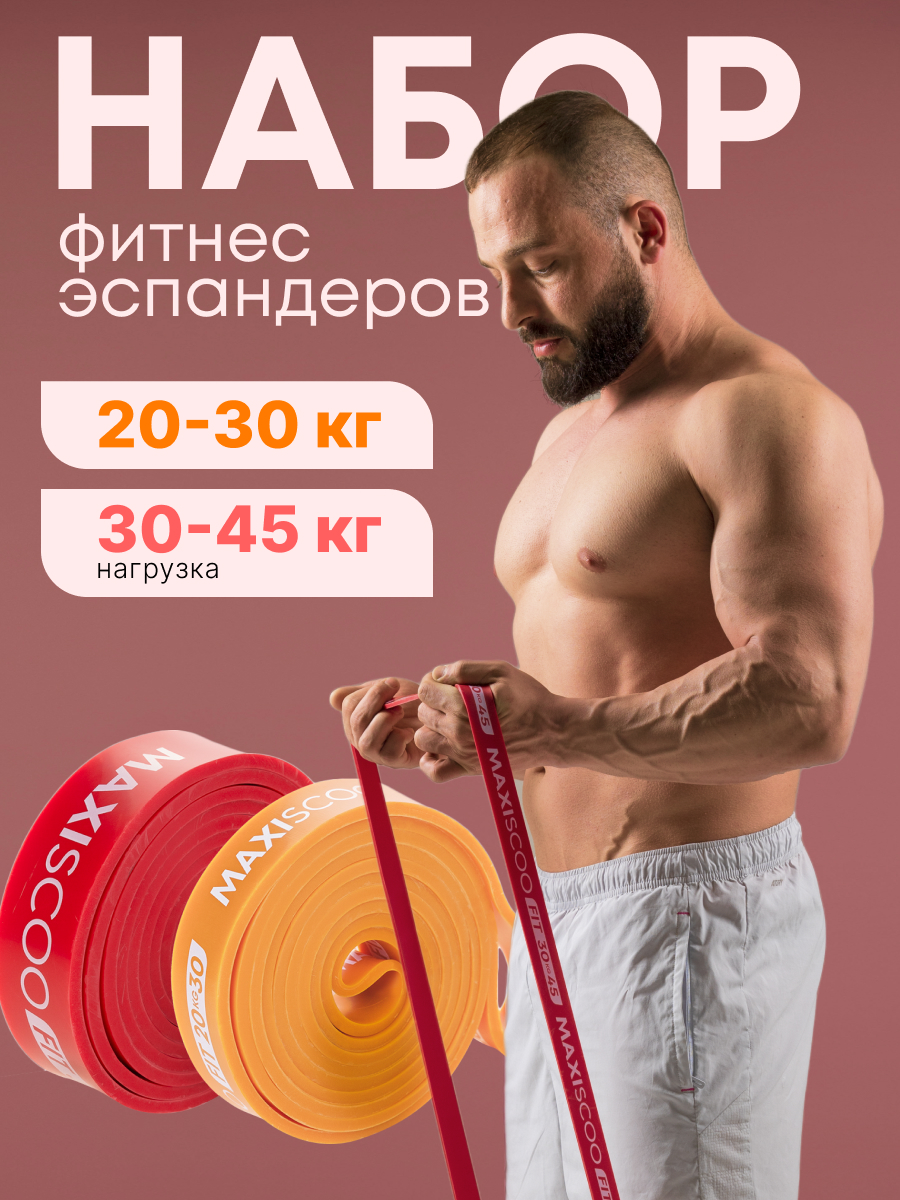 Фитнес эспандеры MAXISCOO FIT, 2 шт (20-30 кг, 30-45 кг) MSC-12-2