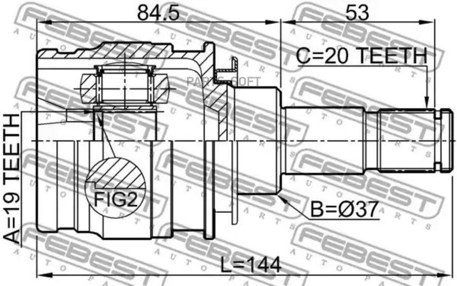 

FEBEST Шрус внутренний задний 19x37x20 FEBEST 0111-ALA49R